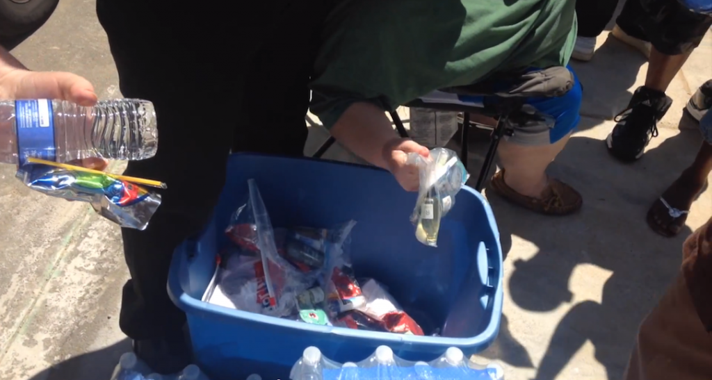 Distributing completed hygiene kits
